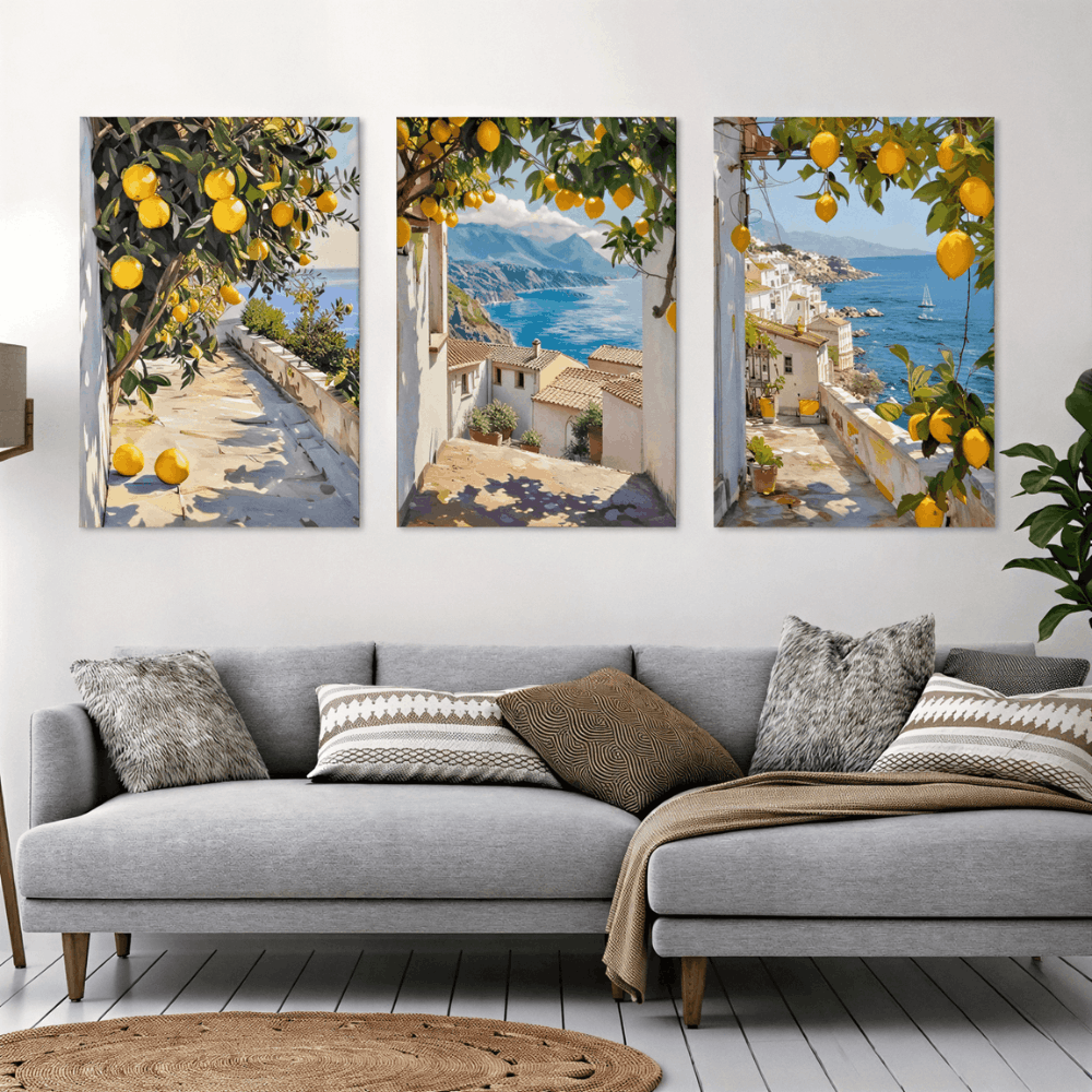 Vintage Mediterranean Lemon Tree – 3-Piece Set