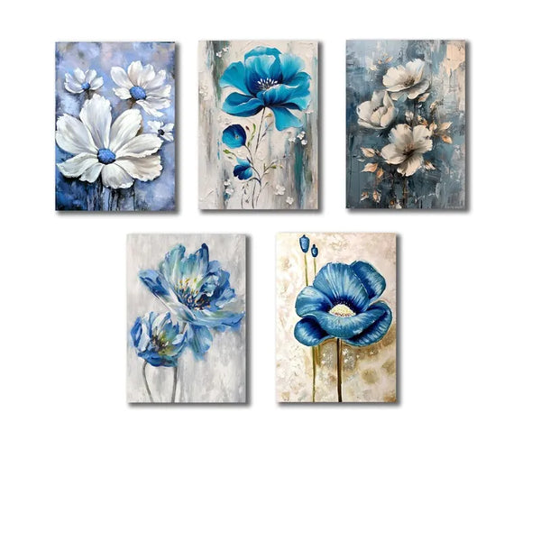 Blue Blossom – 5-Piece Floral Wall Art