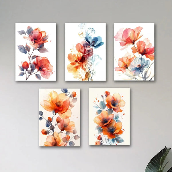 Garden Bloom – 5-Piece Floral Wall Art B