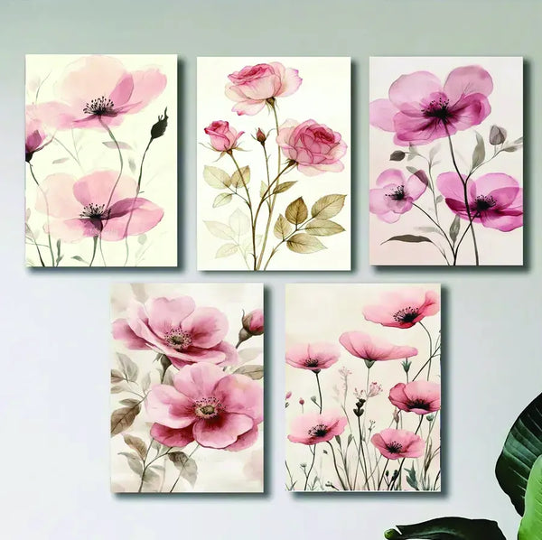 Garden Bloom – 5-Piece Floral Wall Art A