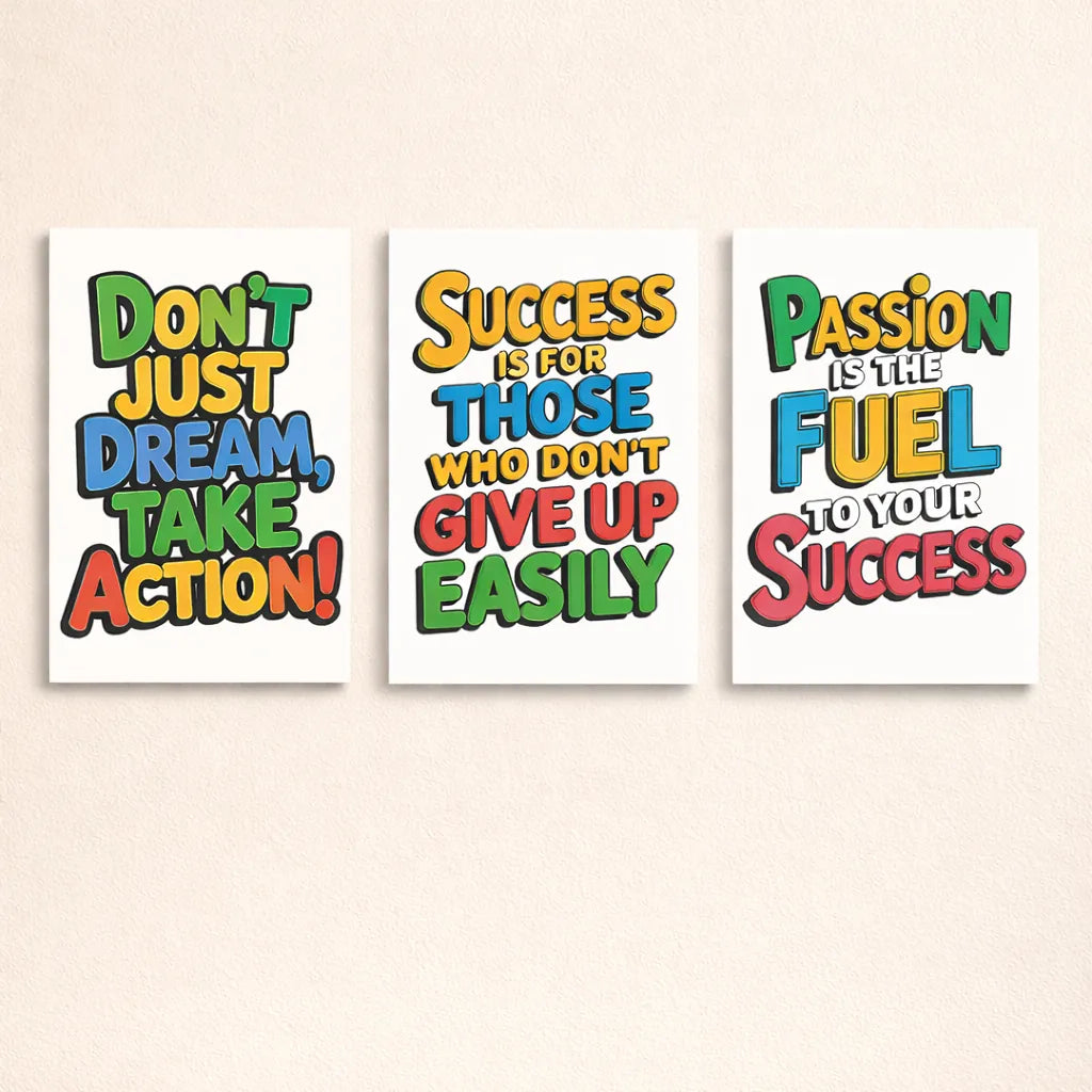 Motivational Wall Art – 3-Piece Photo Tiles G
