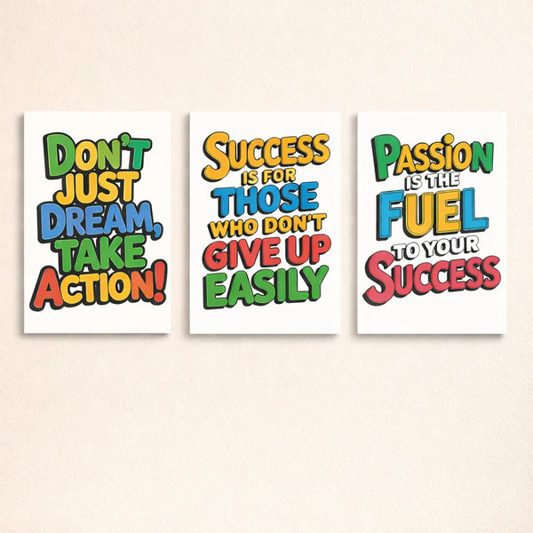Motivational Wall Art – 3-Piece Photo Tiles G