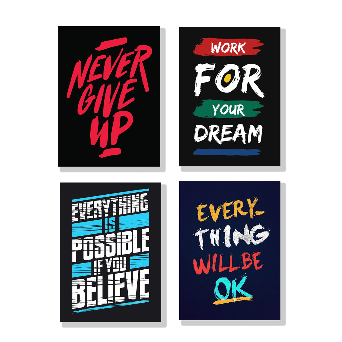 Motivational Wall Art – 4-Piece Photo Tiles
