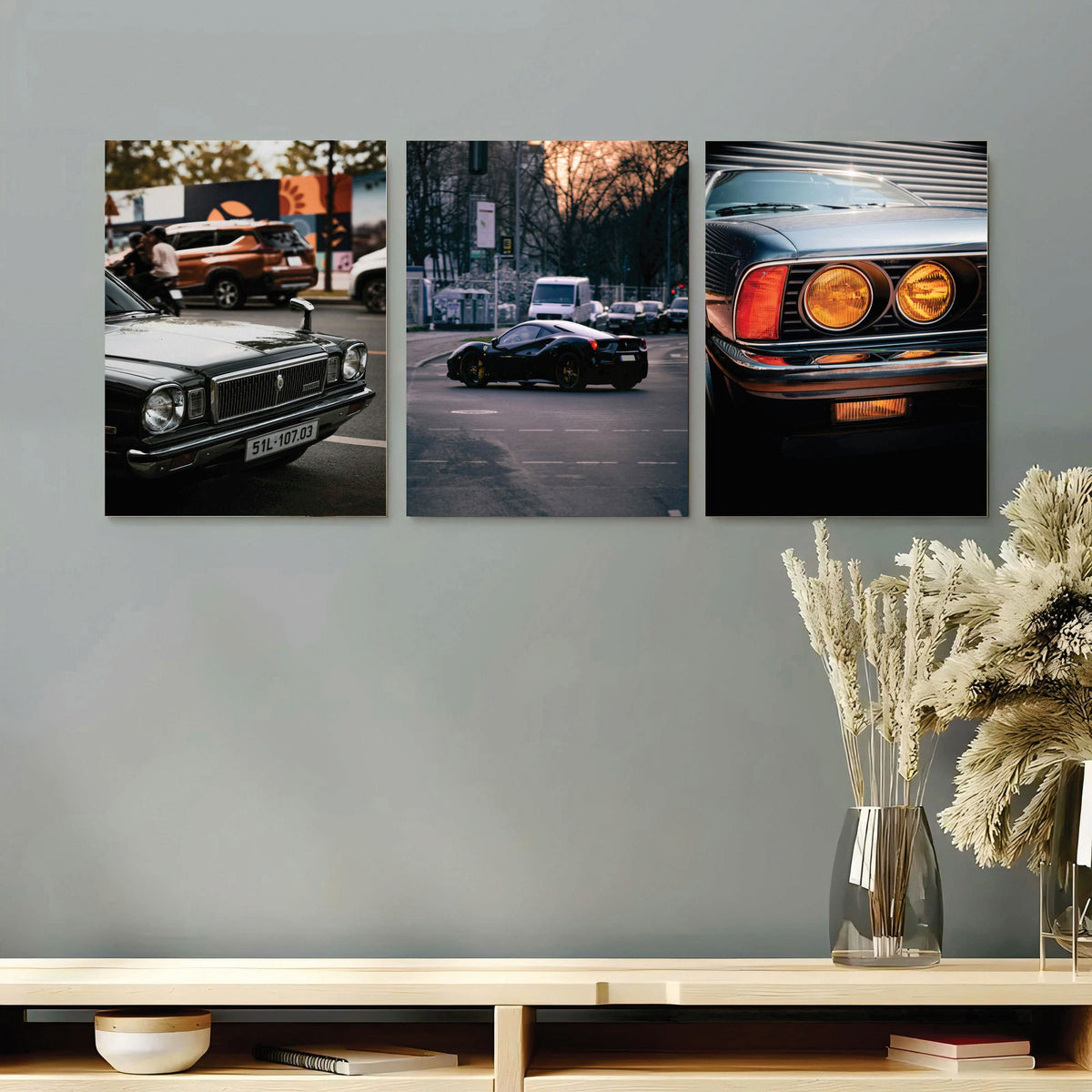 Car Wall Art – 3-Piece Photo Tiles C