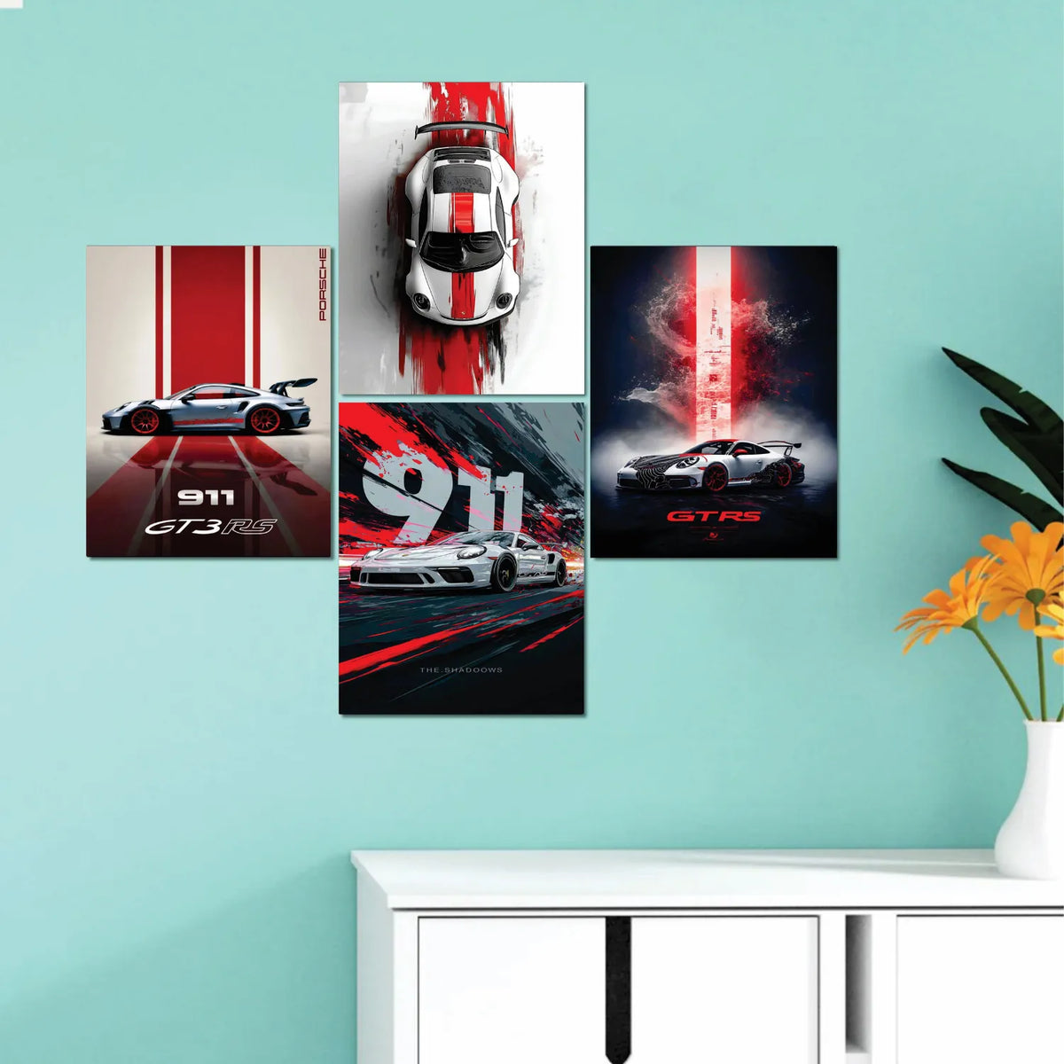 Car Wall Art – 4-Piece Photo Tiles