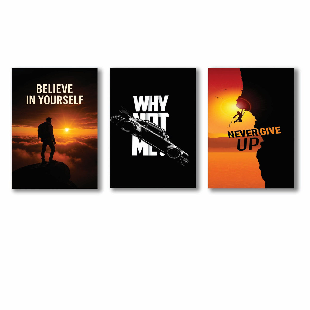Motivational Wall Art – 3-Piece Photo Tiles C