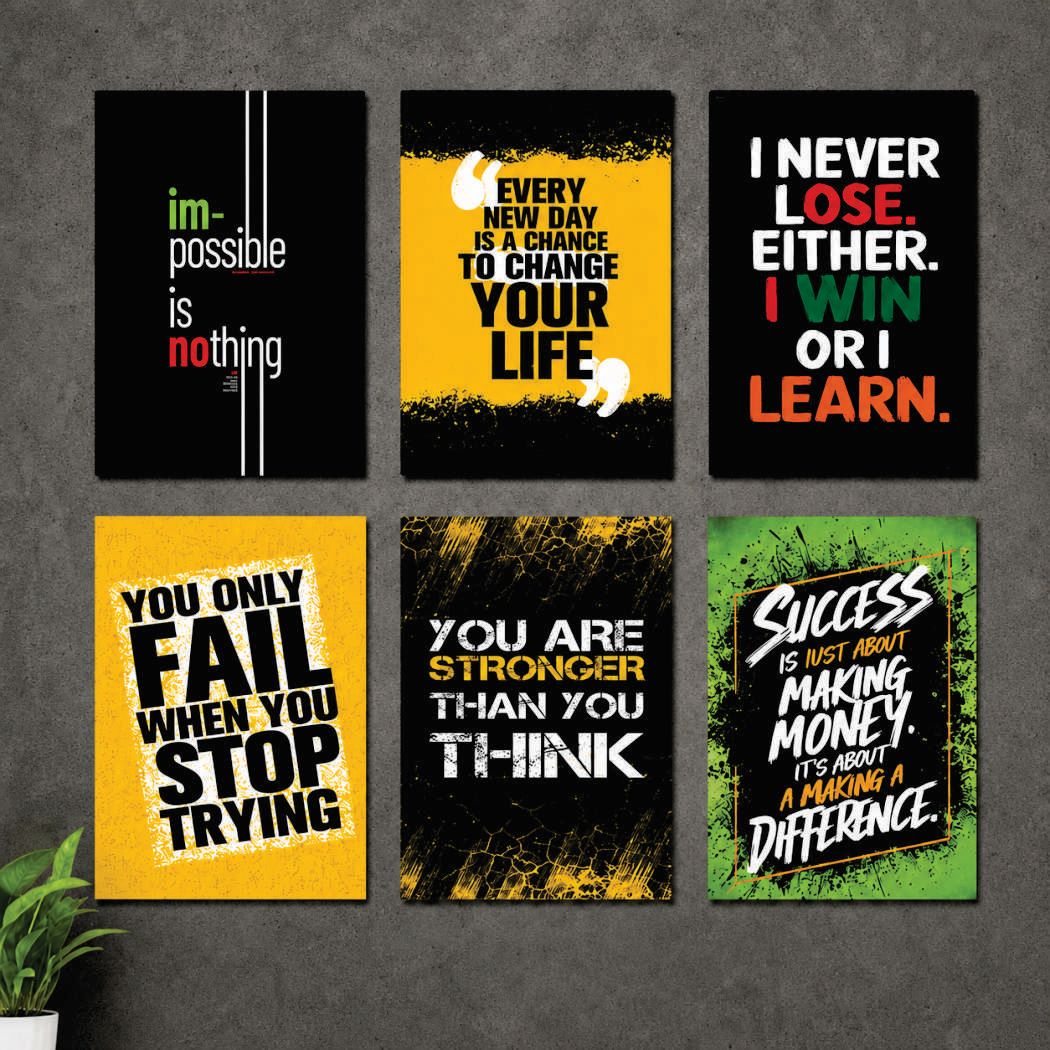 Motivational Wall Art – 6-Piece Photo Tiles D