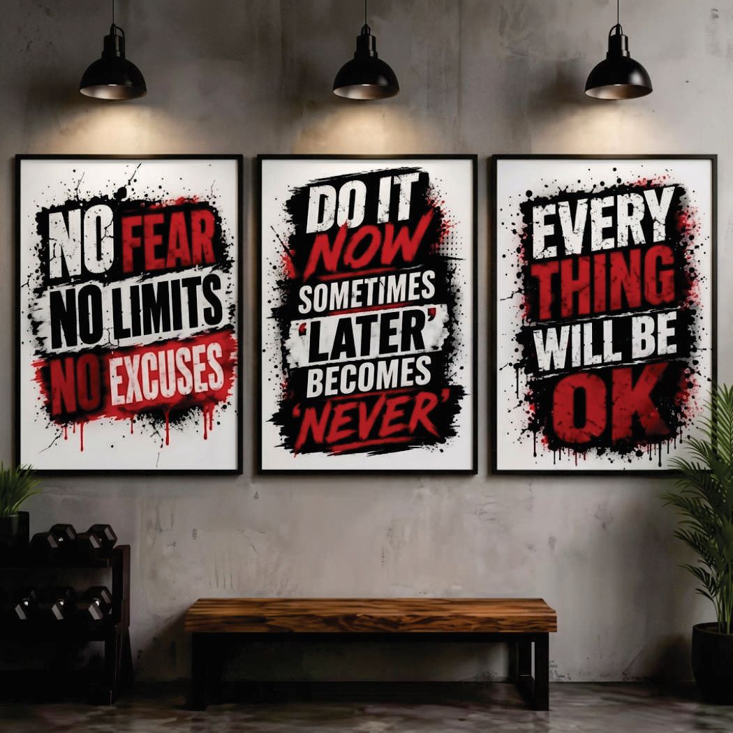Modern Motivational 3-Piece Wall Art Photo Tiles