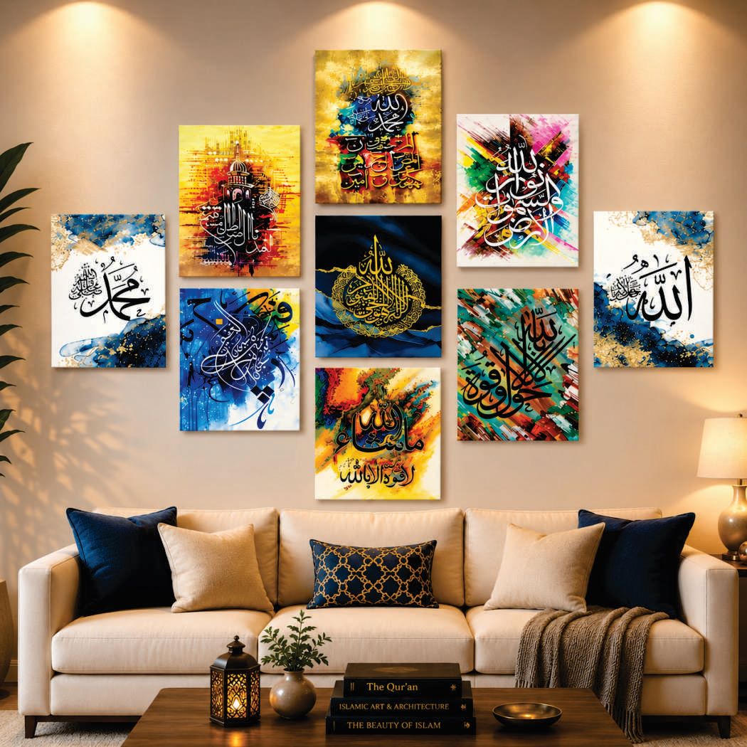 Islamic Wall Art – 9-Piece Photo Tiles C