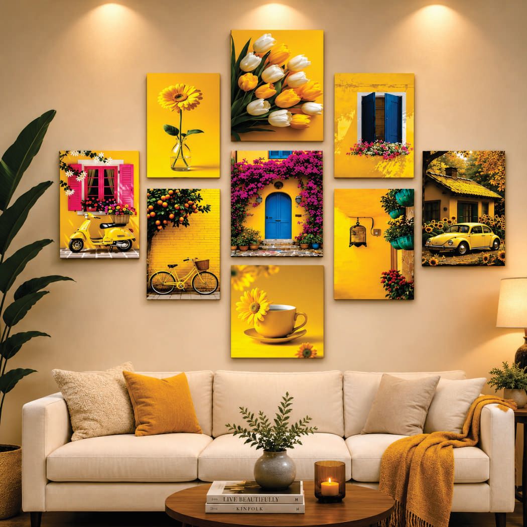 Premium Home Decor 9-Piece Wall Art Photo Tiles