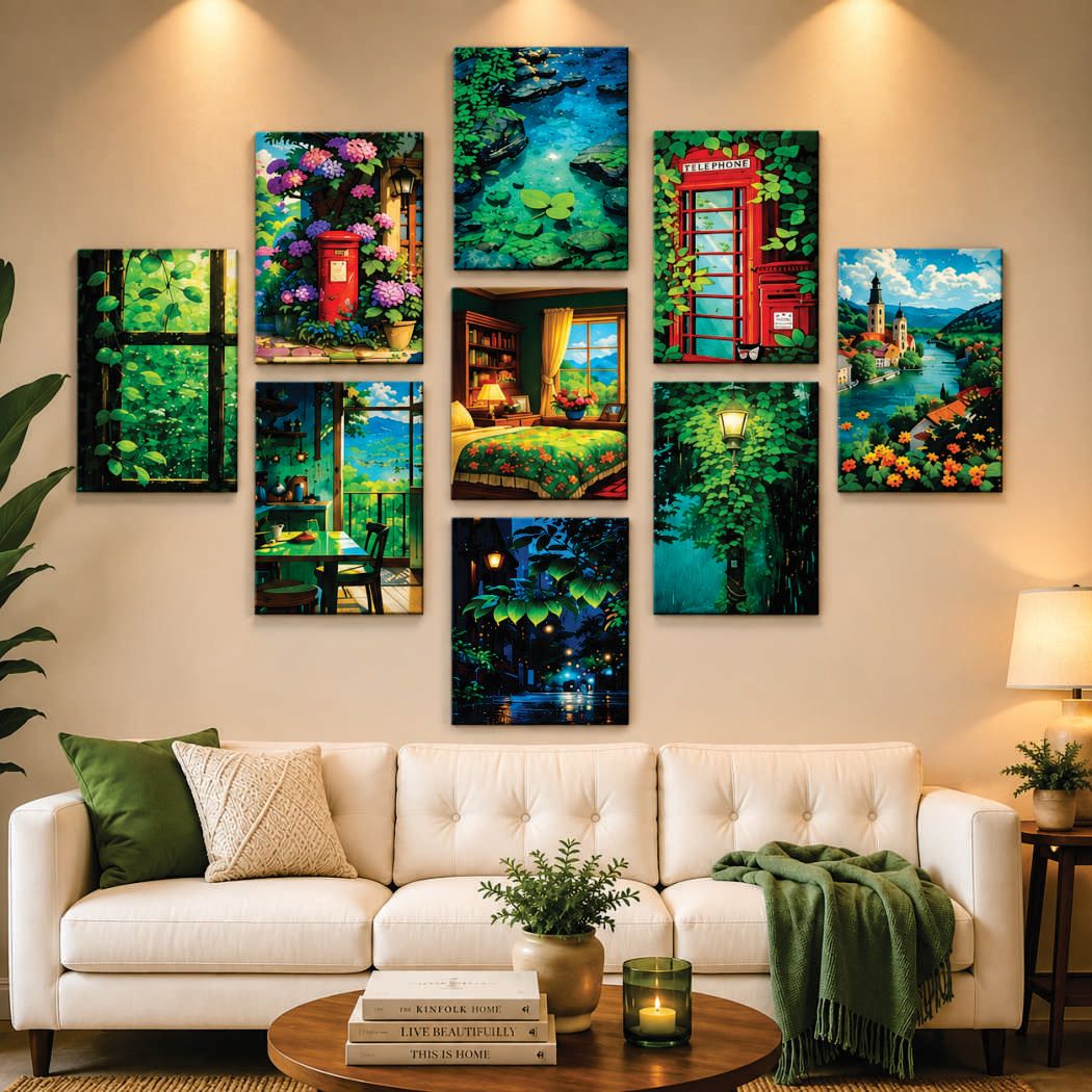 Premium Home Decor 9-Piece Wall Art Photo Tiles D