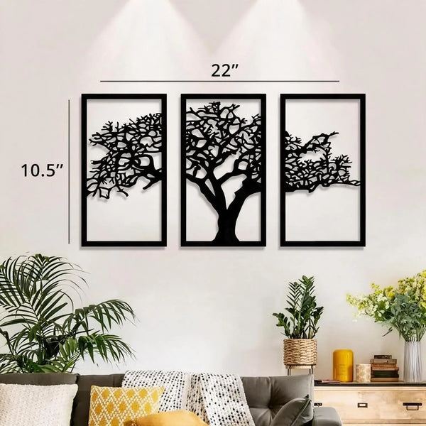 3D Tree Wall Art – 3-Piece Modern Wood Set