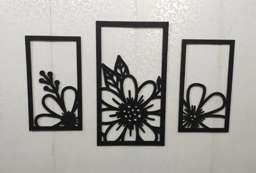 3D Floral Wall Art – 3-Piece Modern Wood Set