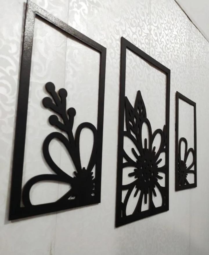 3D Floral Wall Art – 3-Piece Modern Wood Set