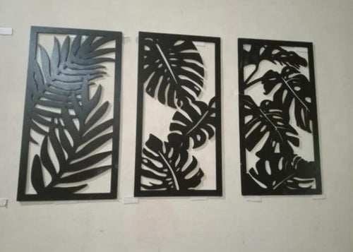 3D Leaf Silhouette – 3-Piece Black &amp; White Set