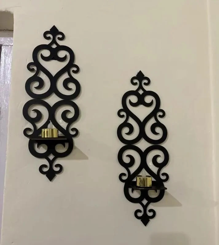 Modern Black Wall Shelves – Set of 2 (14")