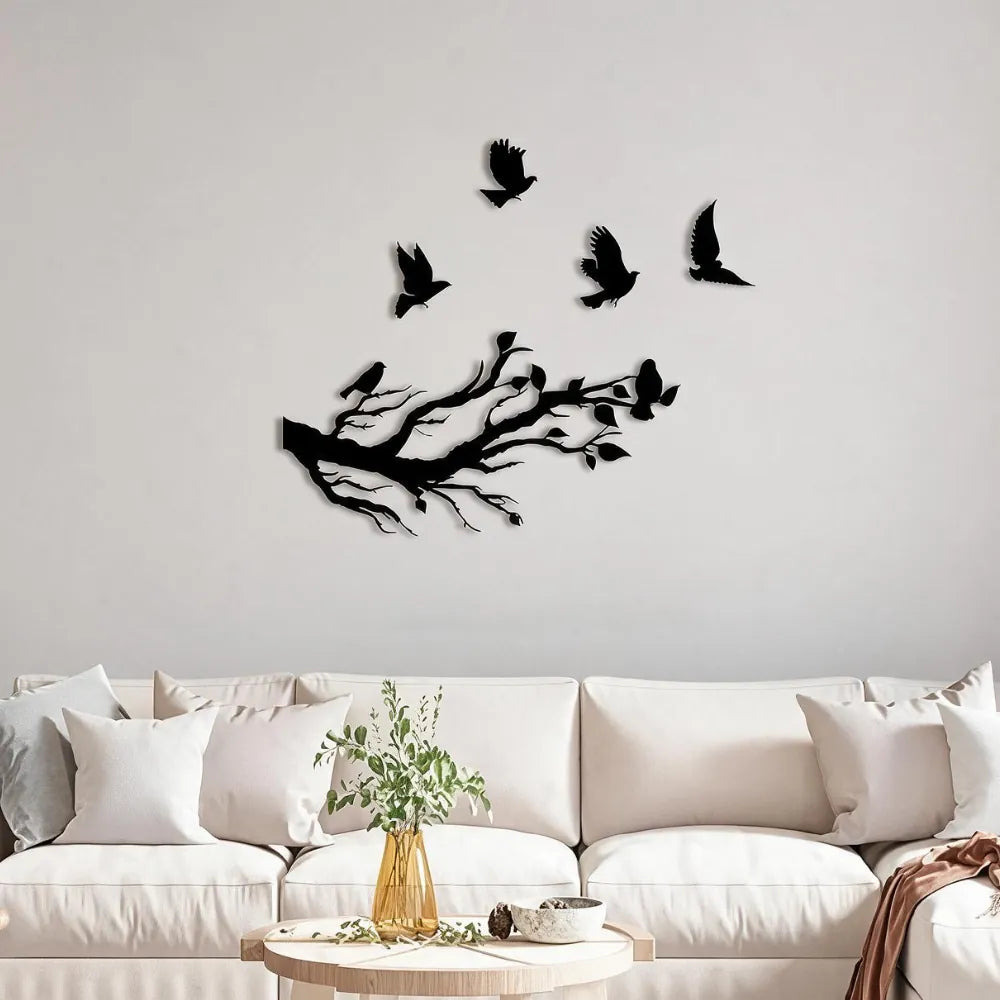 Flying Birds Wooden Wall Art – Black 3D Decor