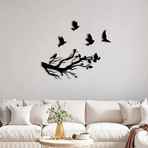 Flying Birds Wooden Wall Art – Black 3D Decor