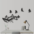 Flying Birds Wooden Wall Art – Black 3D Decor