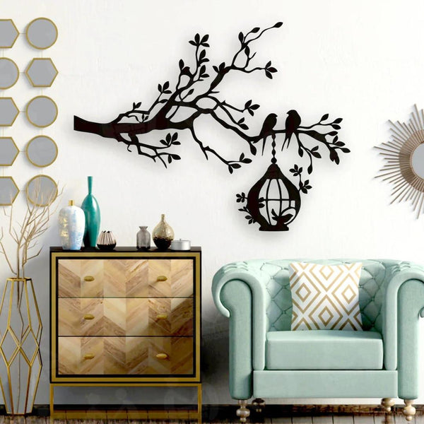 3D Tree with Birds Nest Wall Art – 30-Inch