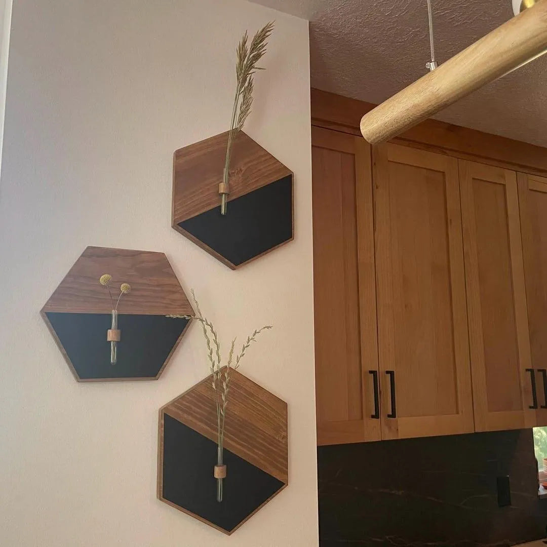 MDF Wood Wall Planters – Black &amp; Brown