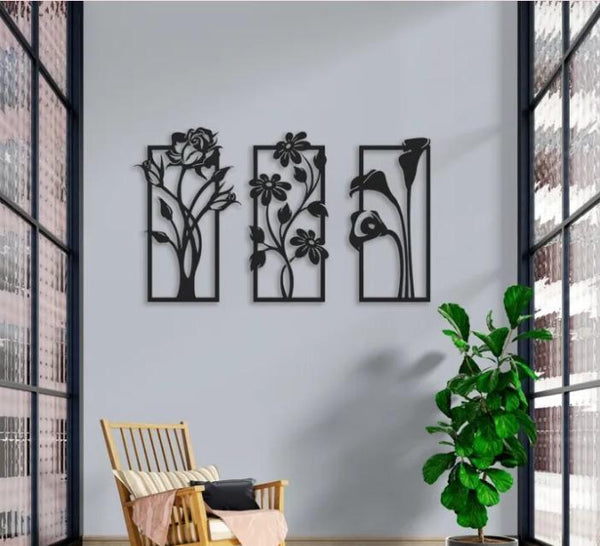 Modern Abstract Floral – 3-Piece MDF Set