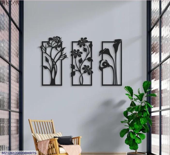 Modern Abstract Floral – 3-Piece MDF Set