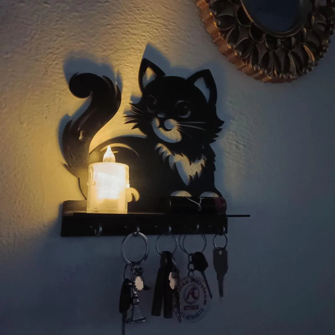 Black Cat Key Holder – Heart Design MDF