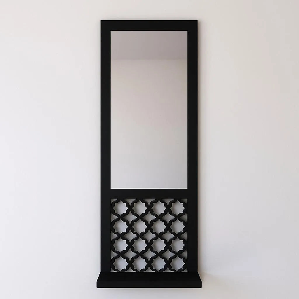 Wooden Mirror Wall Shelves – Set of 3 Black