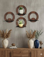 Modern Wooden Wall Shelves – Set of 4 Brown